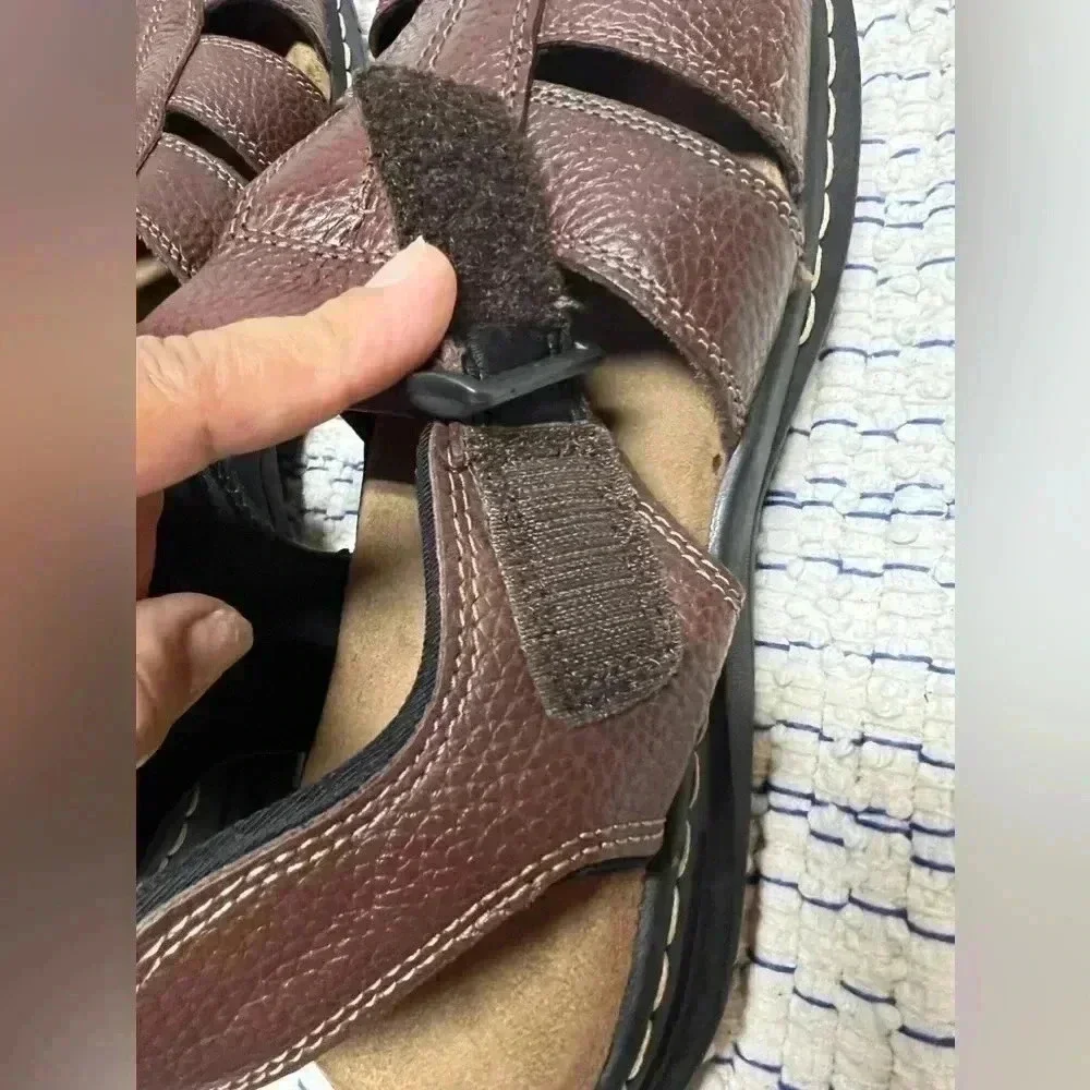 Dr. Scholl's Men’s Gaston‎ Brown Leather Fisherman's Sandals Memory foam Sz10